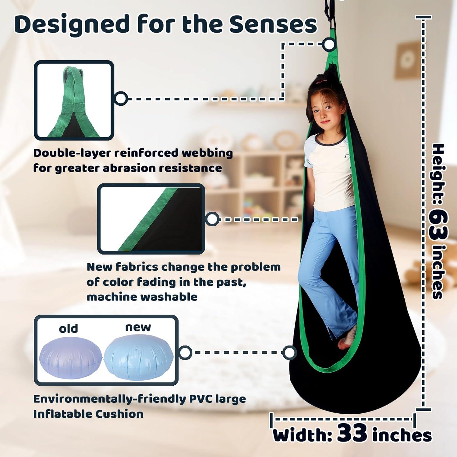 Hamaca Sensorial HiCamer Negra para Niños hasta 136 kg