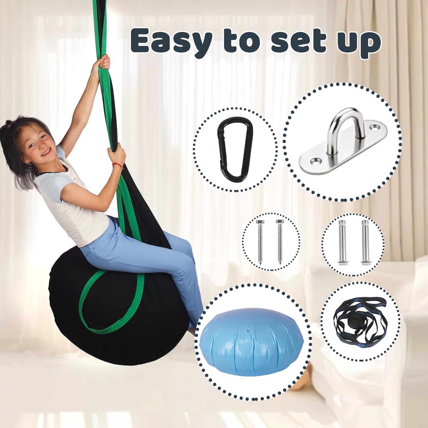 Hamaca Sensorial HiCamer Negra para Niños hasta 136 kg