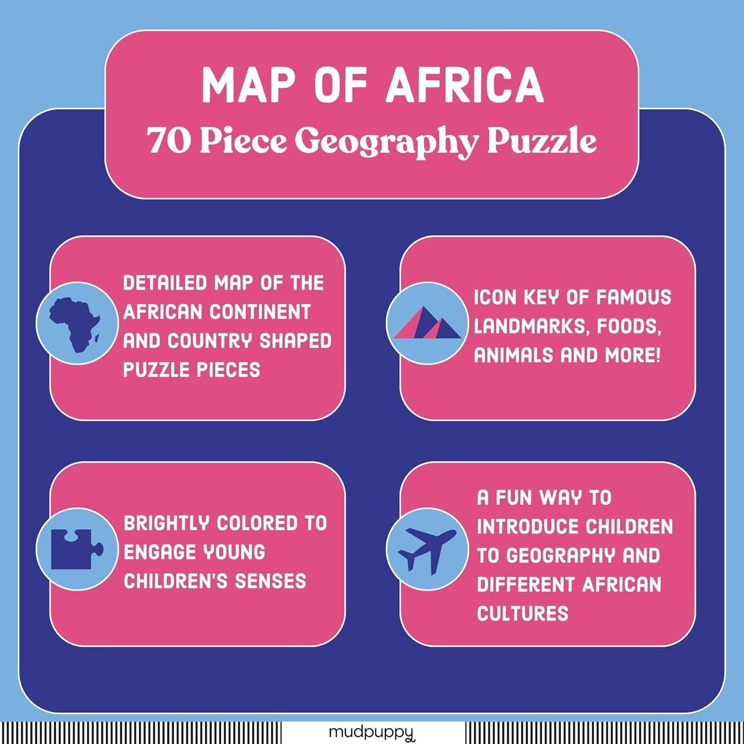 Rompecabezas de Mapa de África Mudpuppy 70 Piezas Educativo