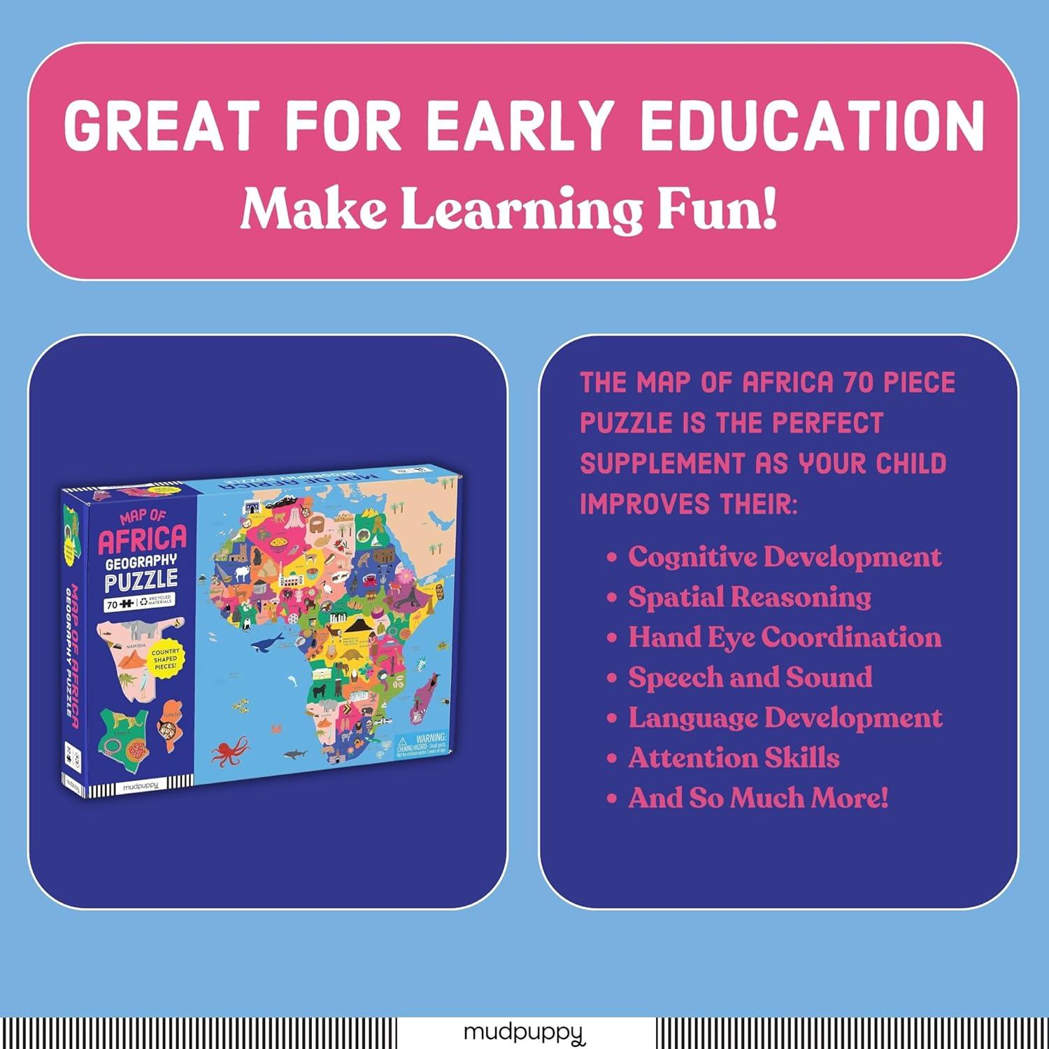 Rompecabezas de Mapa de África Mudpuppy 70 Piezas Educativo