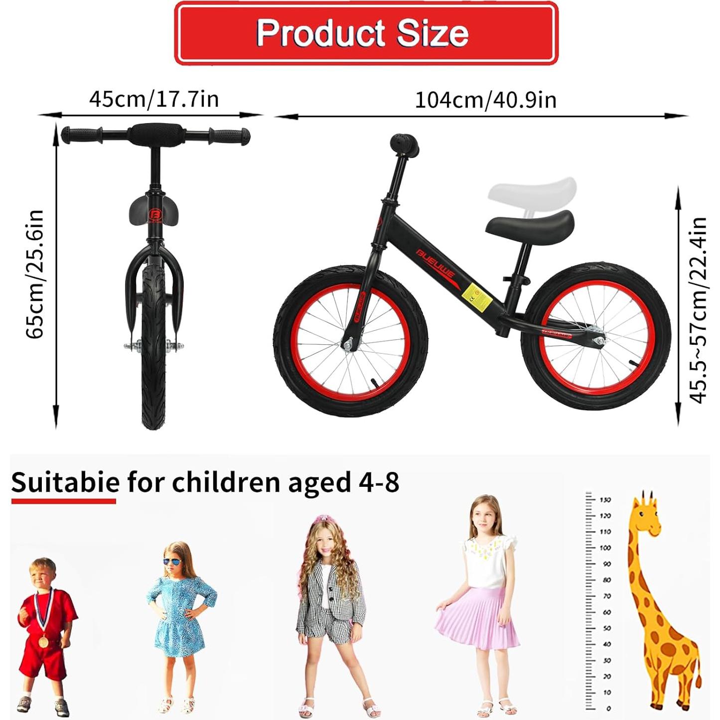 Bicicleta de Equilibrio Bueuwe 16" para Niños 4-8 Años