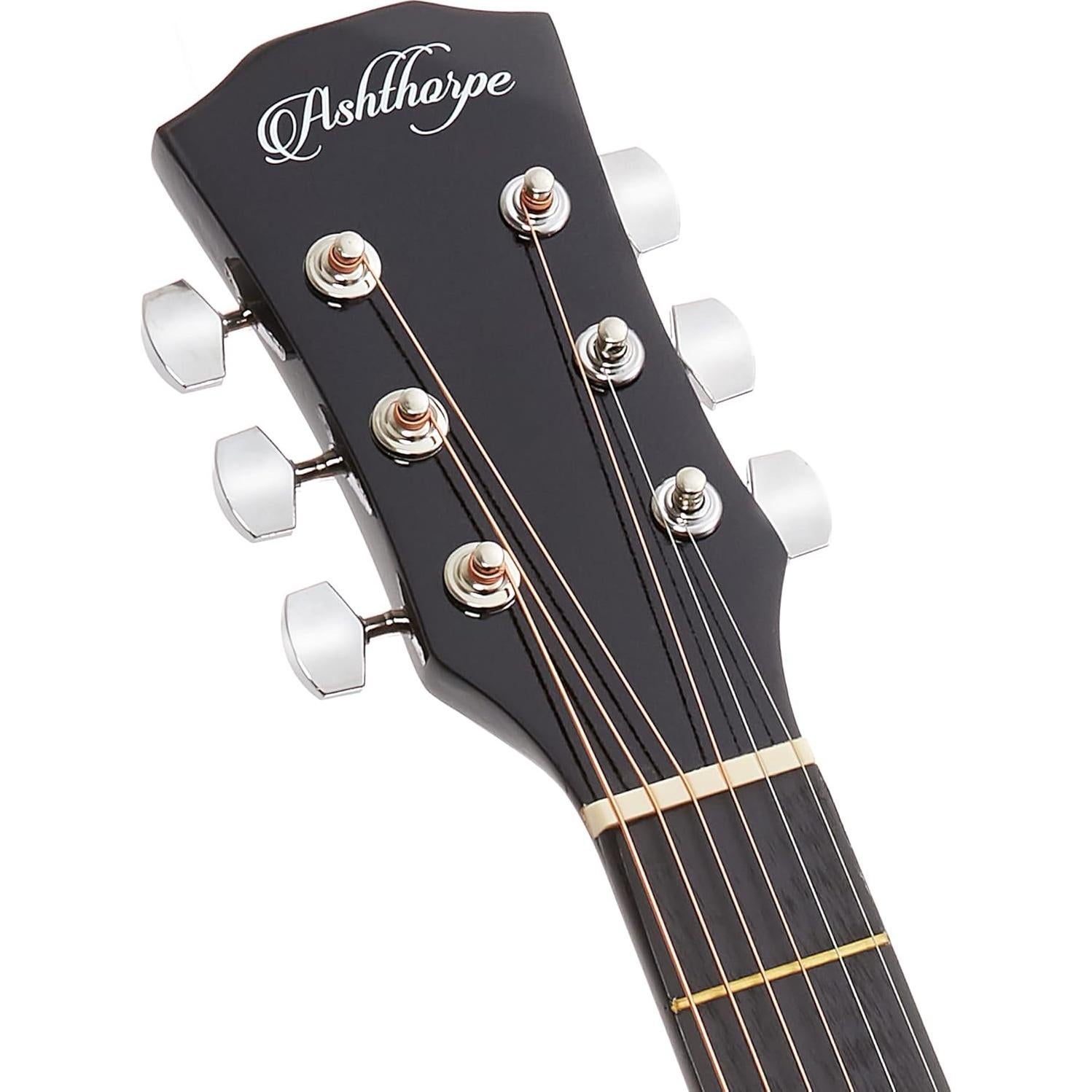 Guitarra acústica Ashthorpe 41" negra para principiantes con kit