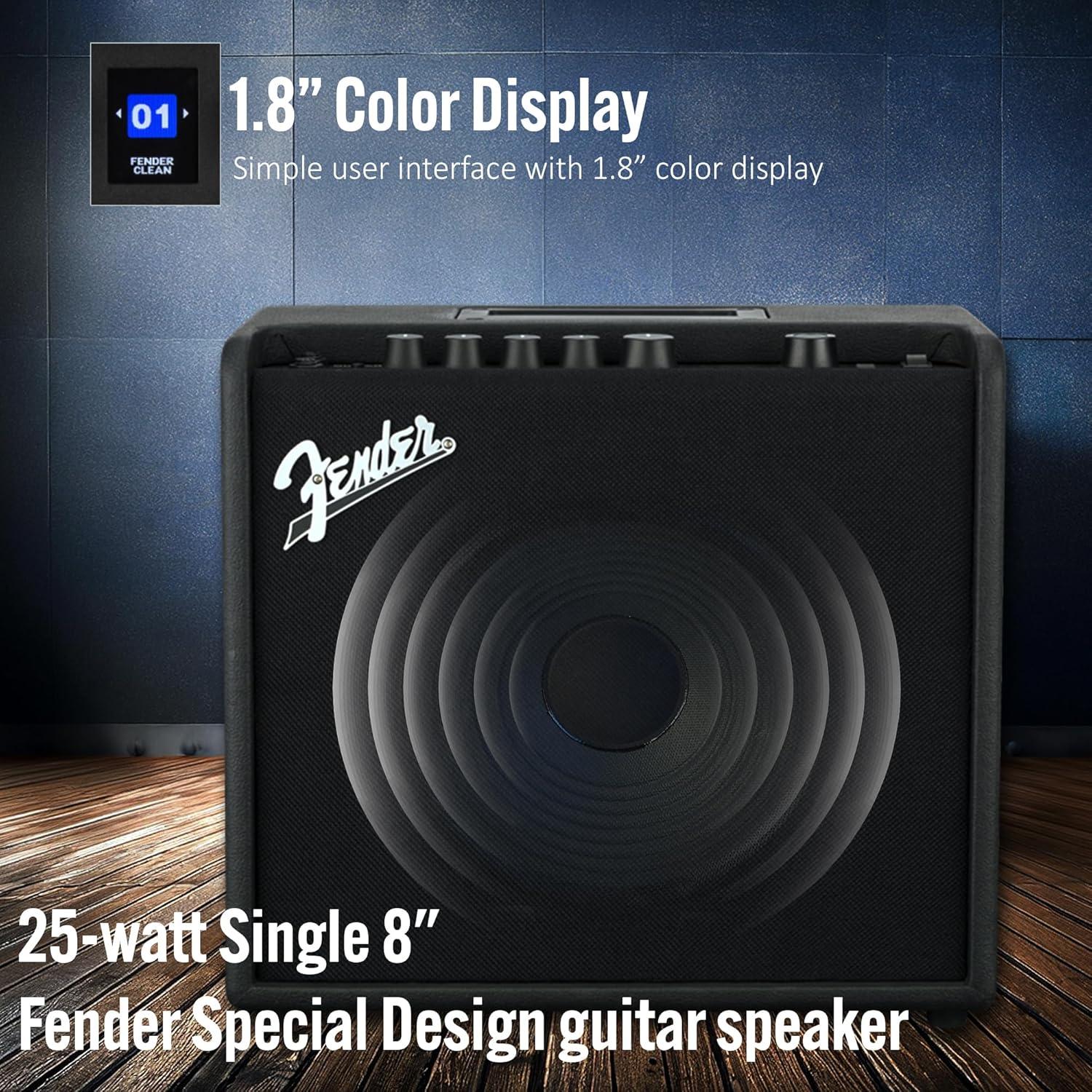 Amplificador Combo Fender Mustang LT25 25W con Cable y 12 Púas