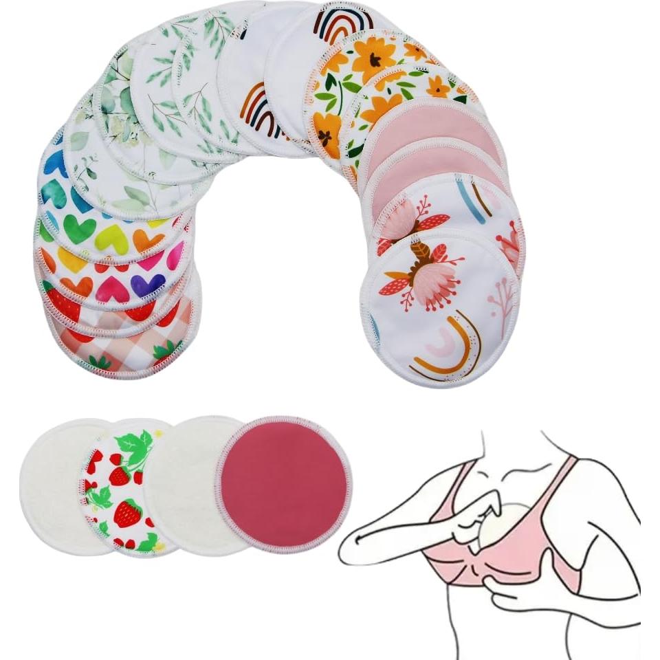 Almohadillas para el pecho reutilizables 8 pcs estampados madres