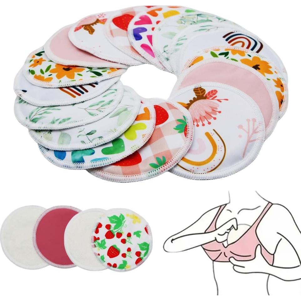 Almohadillas para el pecho reutilizables 8 pcs estampados madres