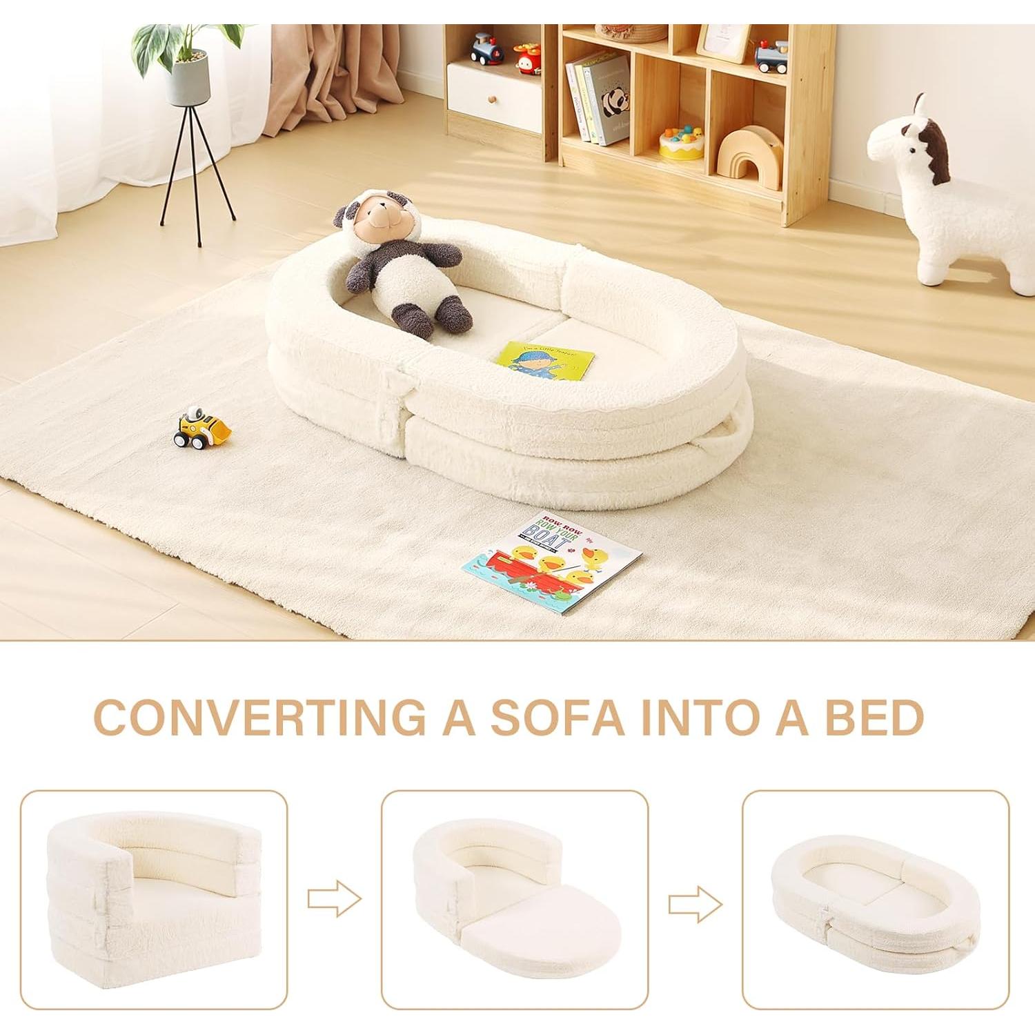 Cama Plegable 3-en-1 Welnow para Niños Beige 73x60 cm
