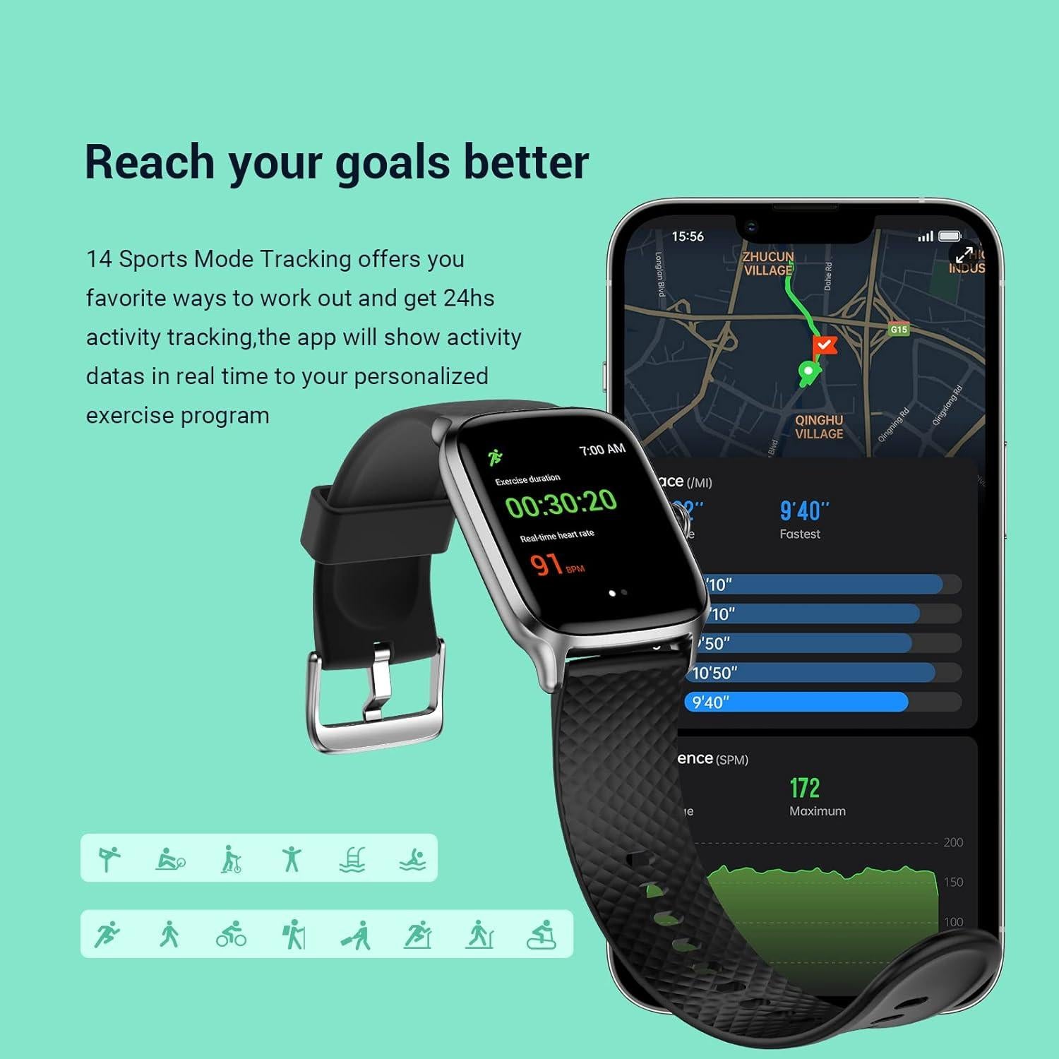 Reloj Inteligente Vilsaw con Monitor de Frecuencia Cardíaca y SpO2
