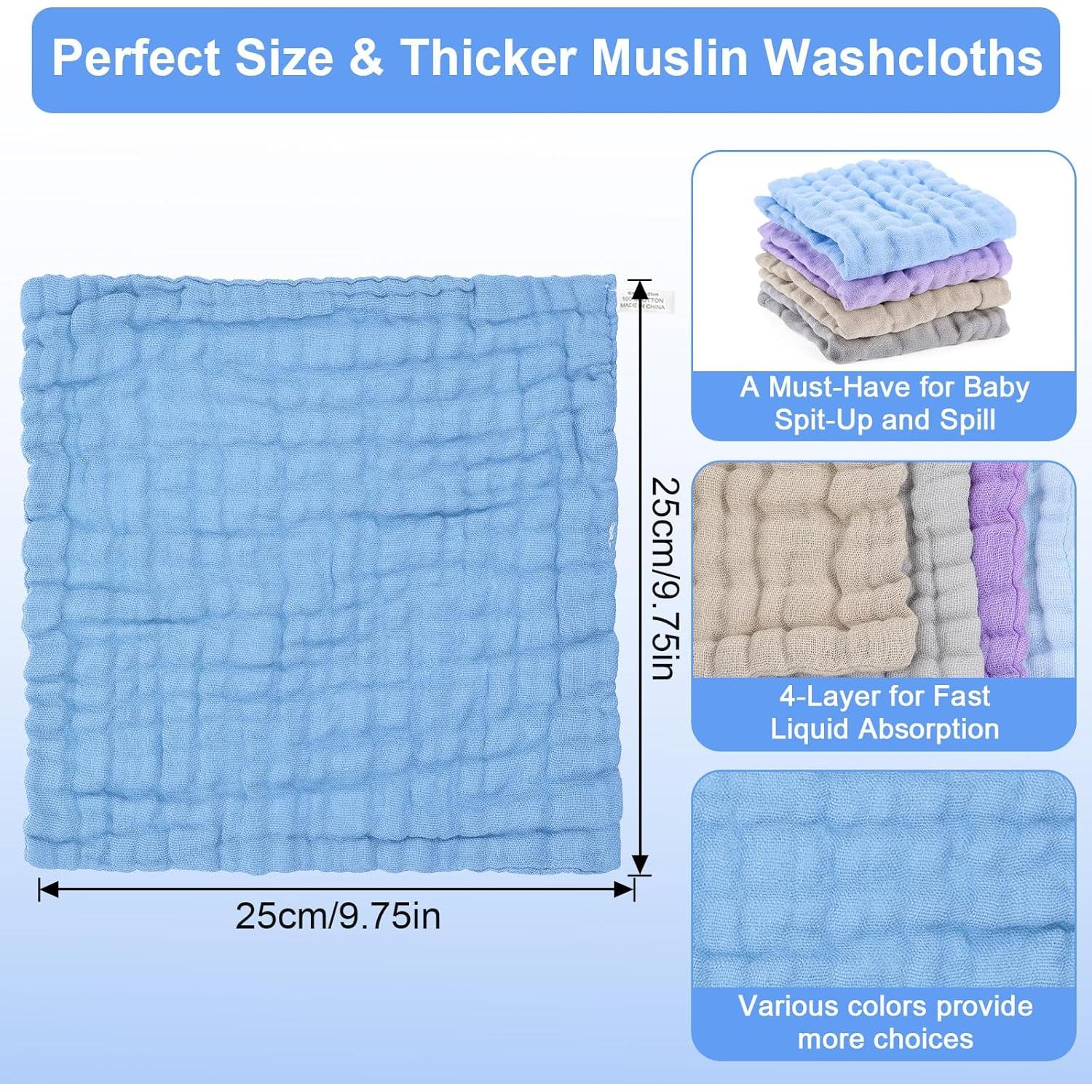 4 Paños de Muselina para Bebés Qianyu 100% Algodón Multicolor