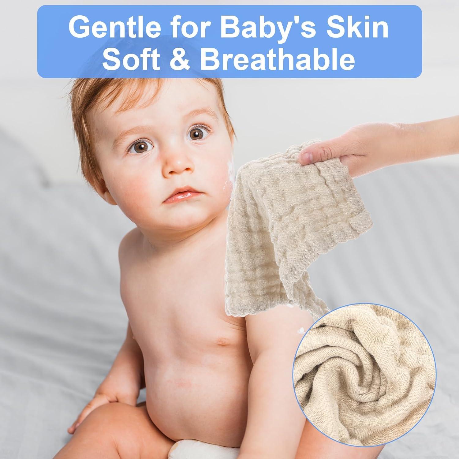 4 Paños de Muselina para Bebés Qianyu 100% Algodón Multicolor