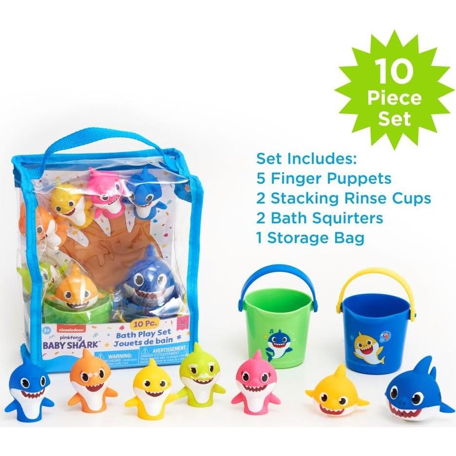 Conjunto de Juguetes de Baño Baby Shark 10 Piezas - Azul/Verde