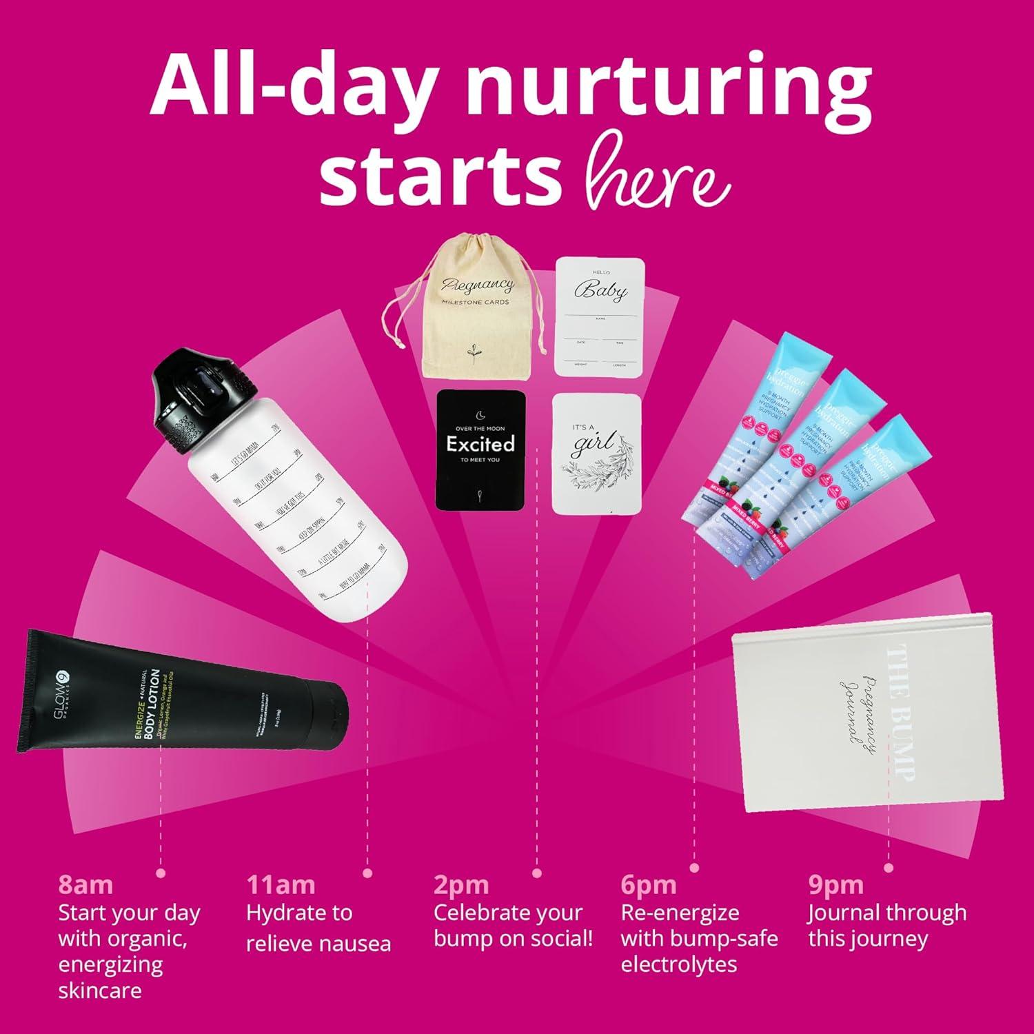 Cajas Bump Regalo Primer Trimestre Embarazo con Botella y Diario