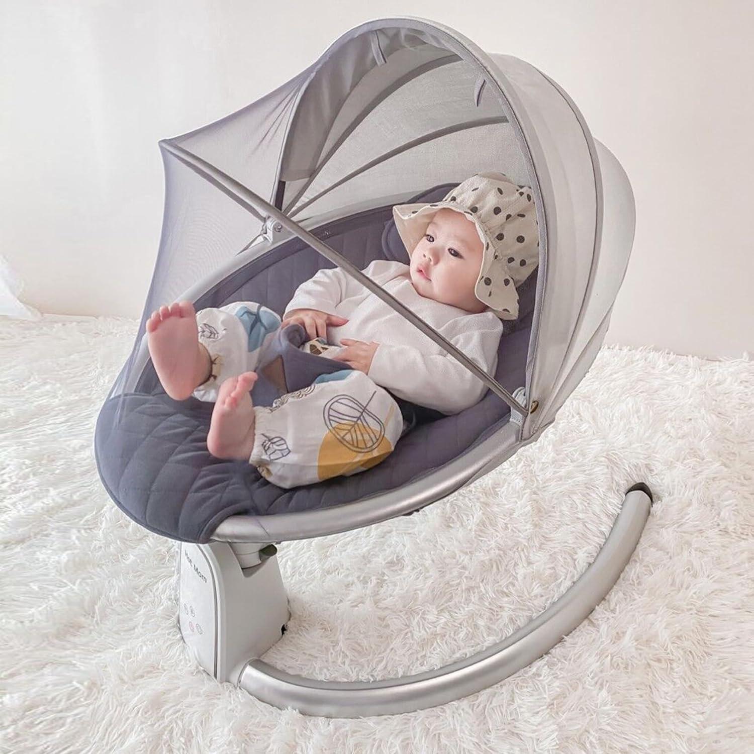 Columpio Eléctrico para Bebés Mamá Caliente Gris Carbón