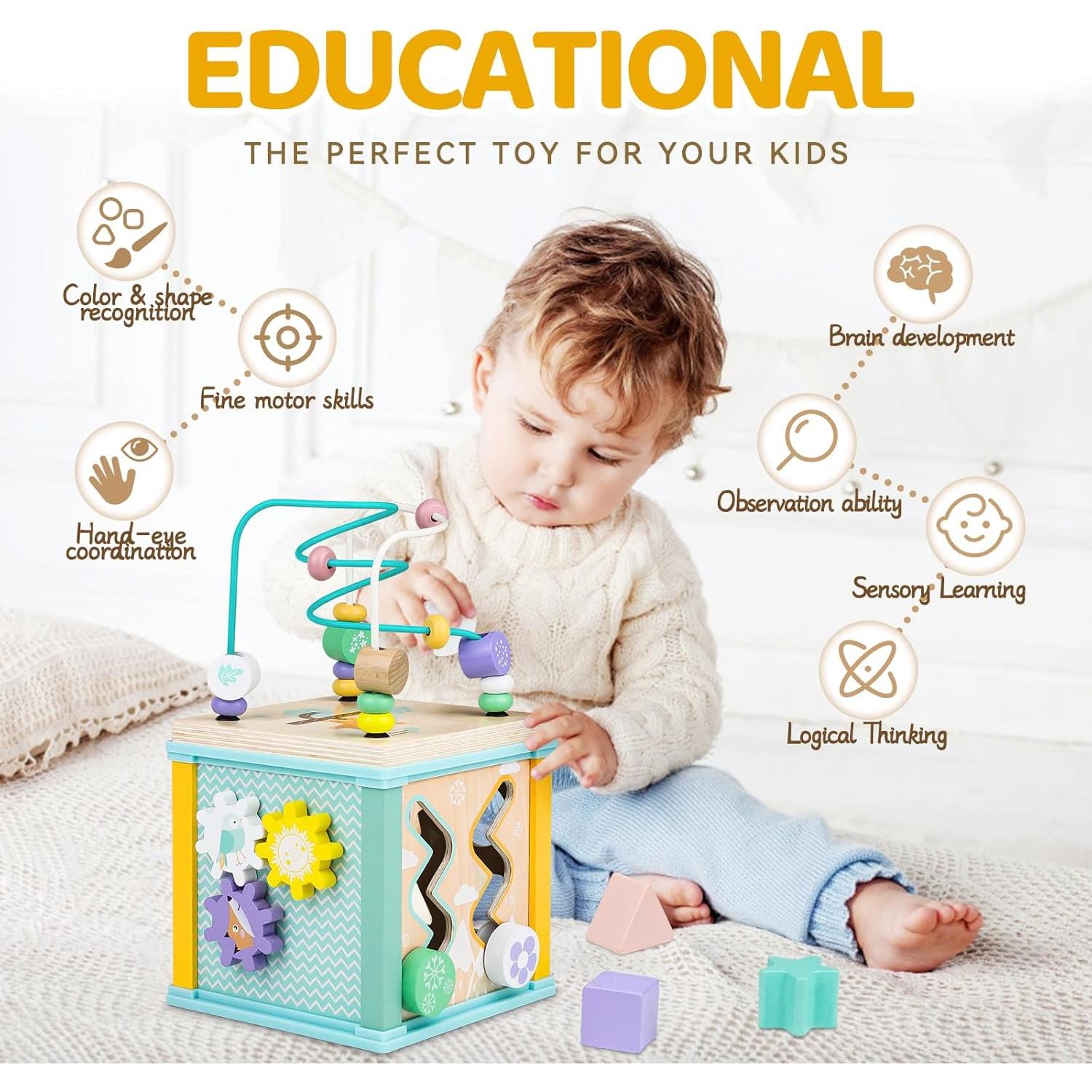 Cubo de Actividad de Madera Airlab para Bebés 1-3 Años