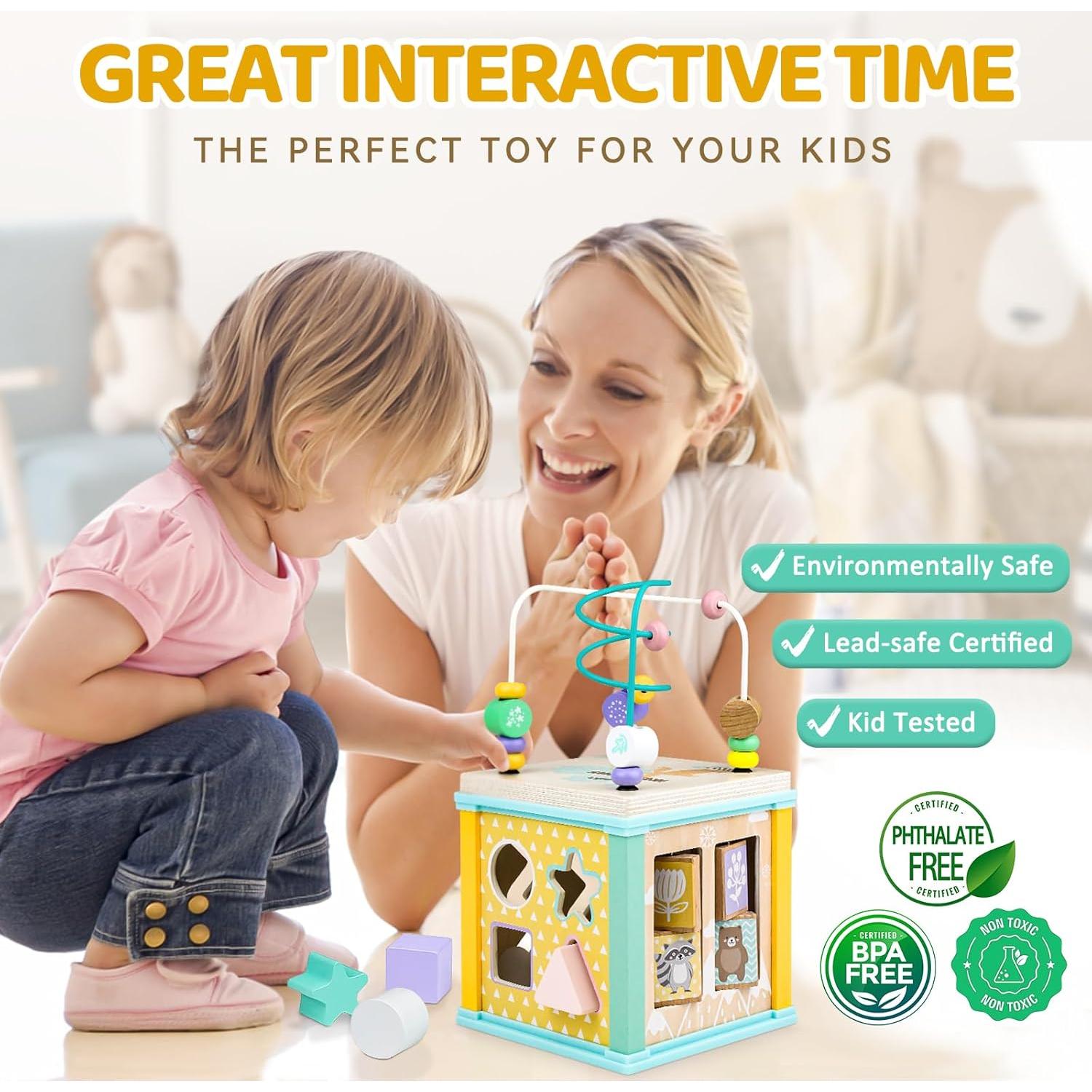 Cubo de Actividad de Madera Airlab para Bebés 1-3 Años