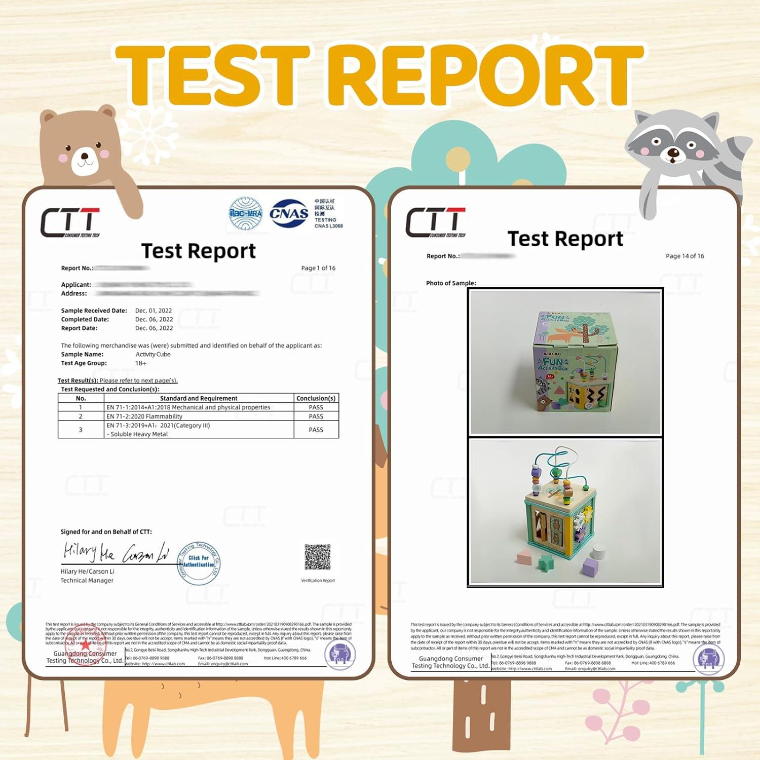Cubo de Actividad de Madera Airlab para Bebés 1-3 Años