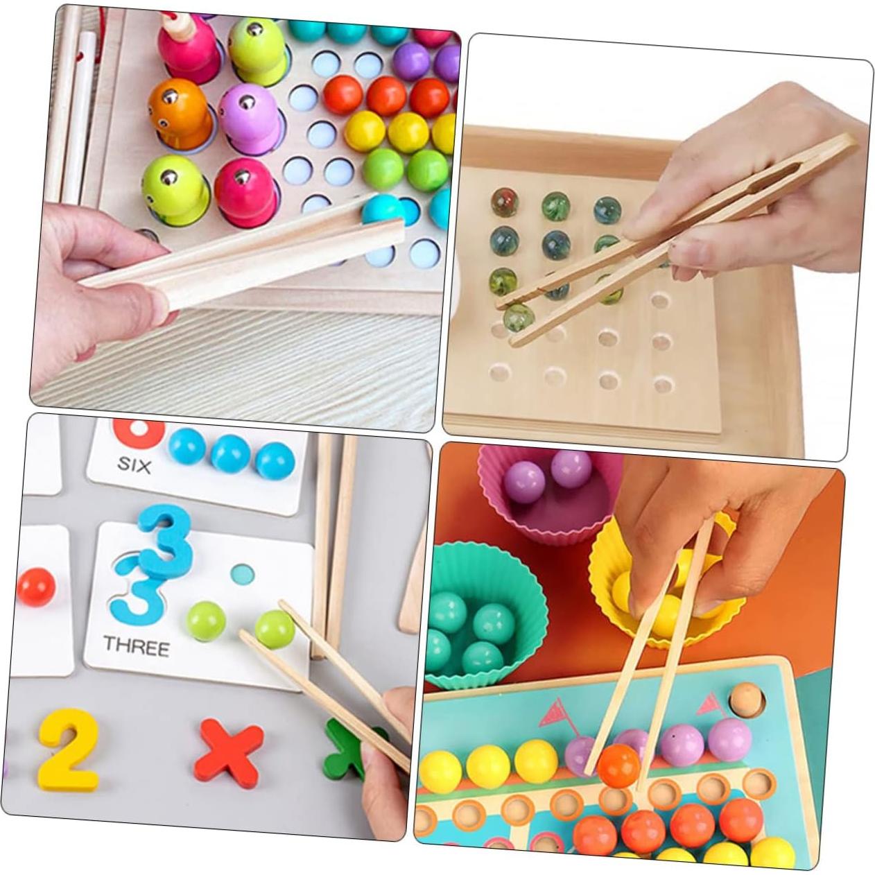 Pinzas Educativas de Madera Tofficu para Niños - 2 Pcs