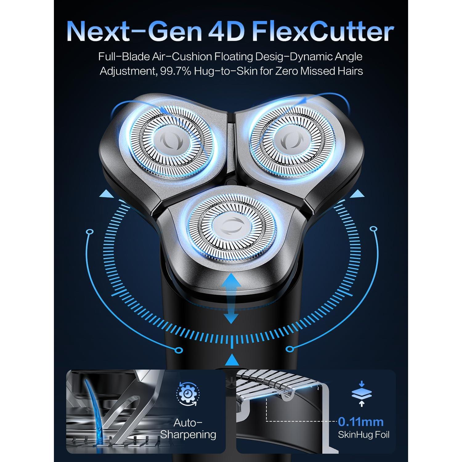 Afeitadora eléctrica BS-8012 con 3 cuchillas, carga rápida USB-C