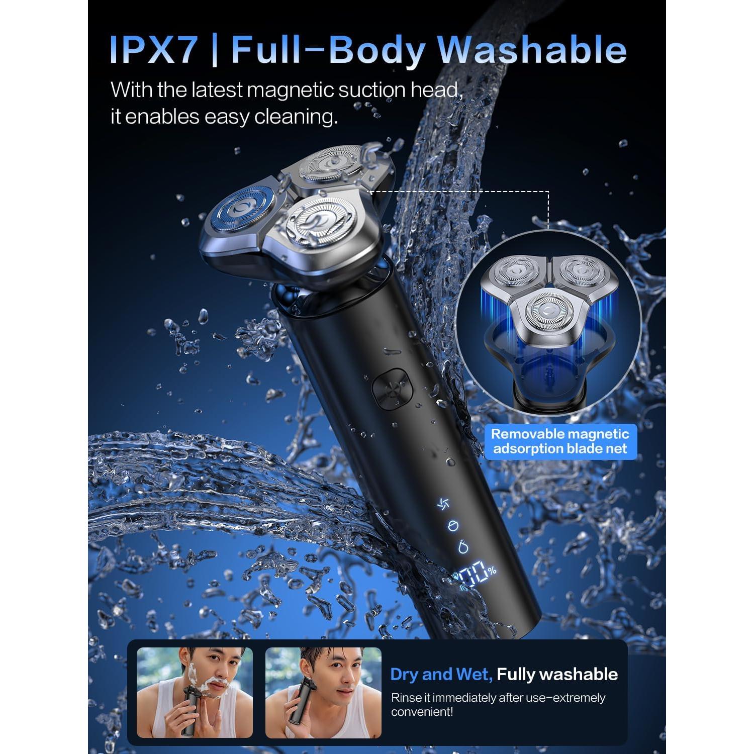 Afeitadora eléctrica BS-8012 con 3 cuchillas, carga rápida USB-C