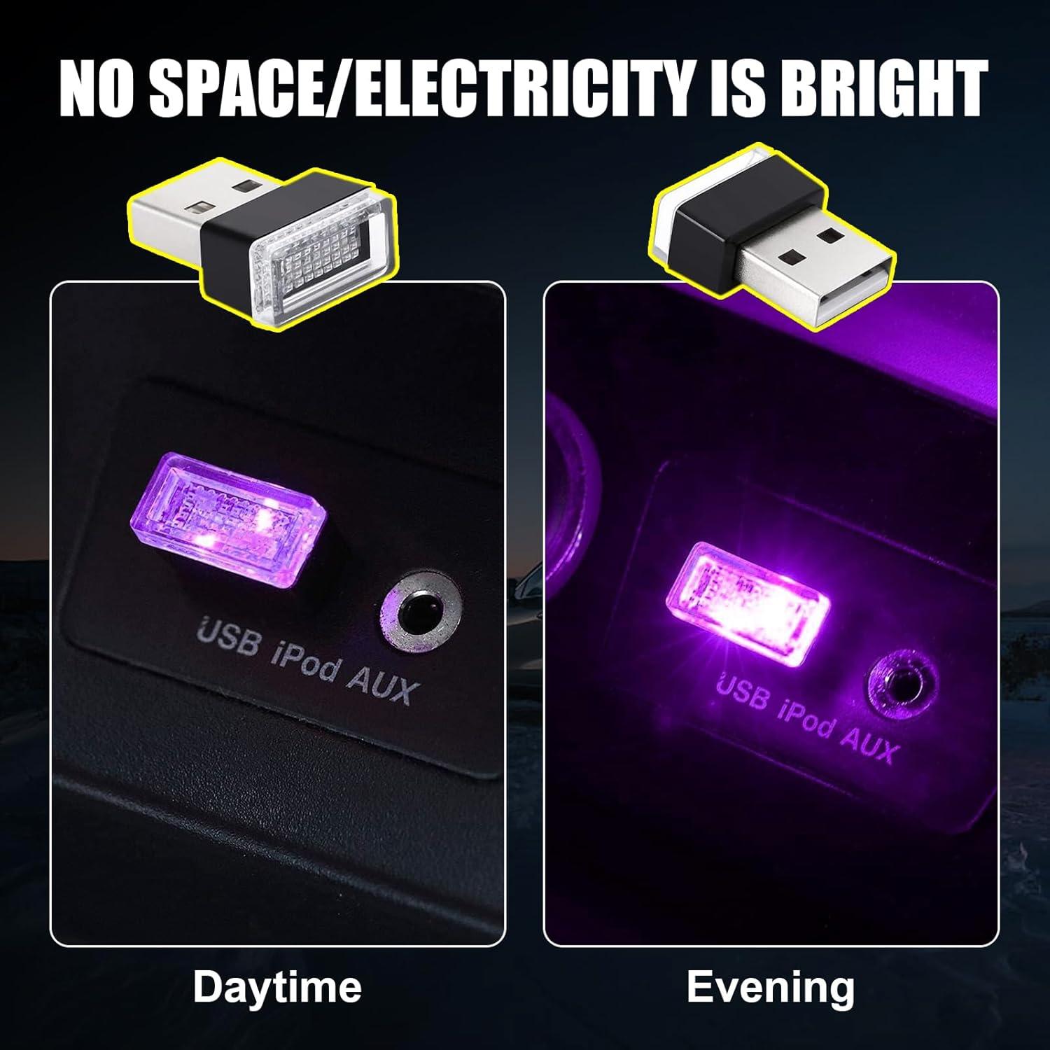 Ziciner 6 PCS Lámpara LED Interior Coche USB Multicolor