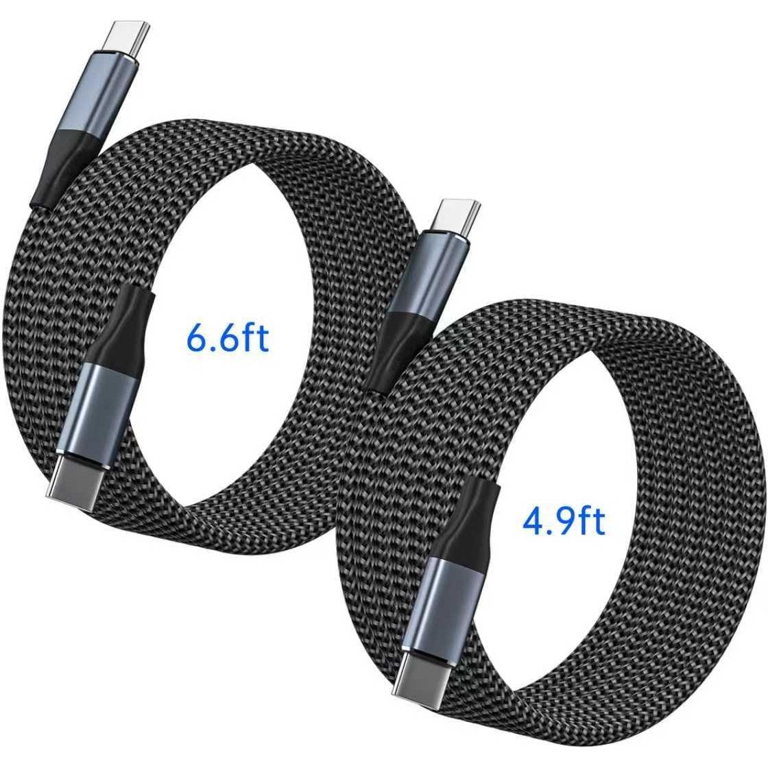 Cable USB C a USB C 60W 1.5m + 2m Doble Paquete Gris