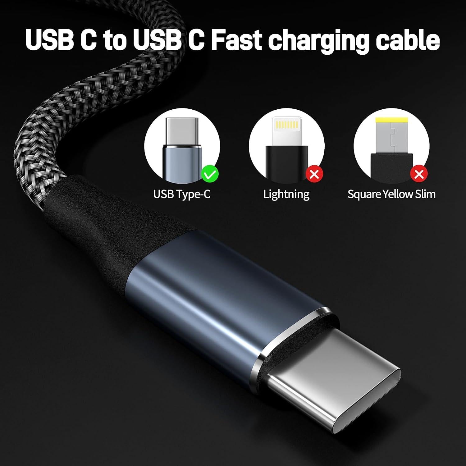 Cable USB C a USB C 60W 1.5m + 2m Doble Paquete Gris
