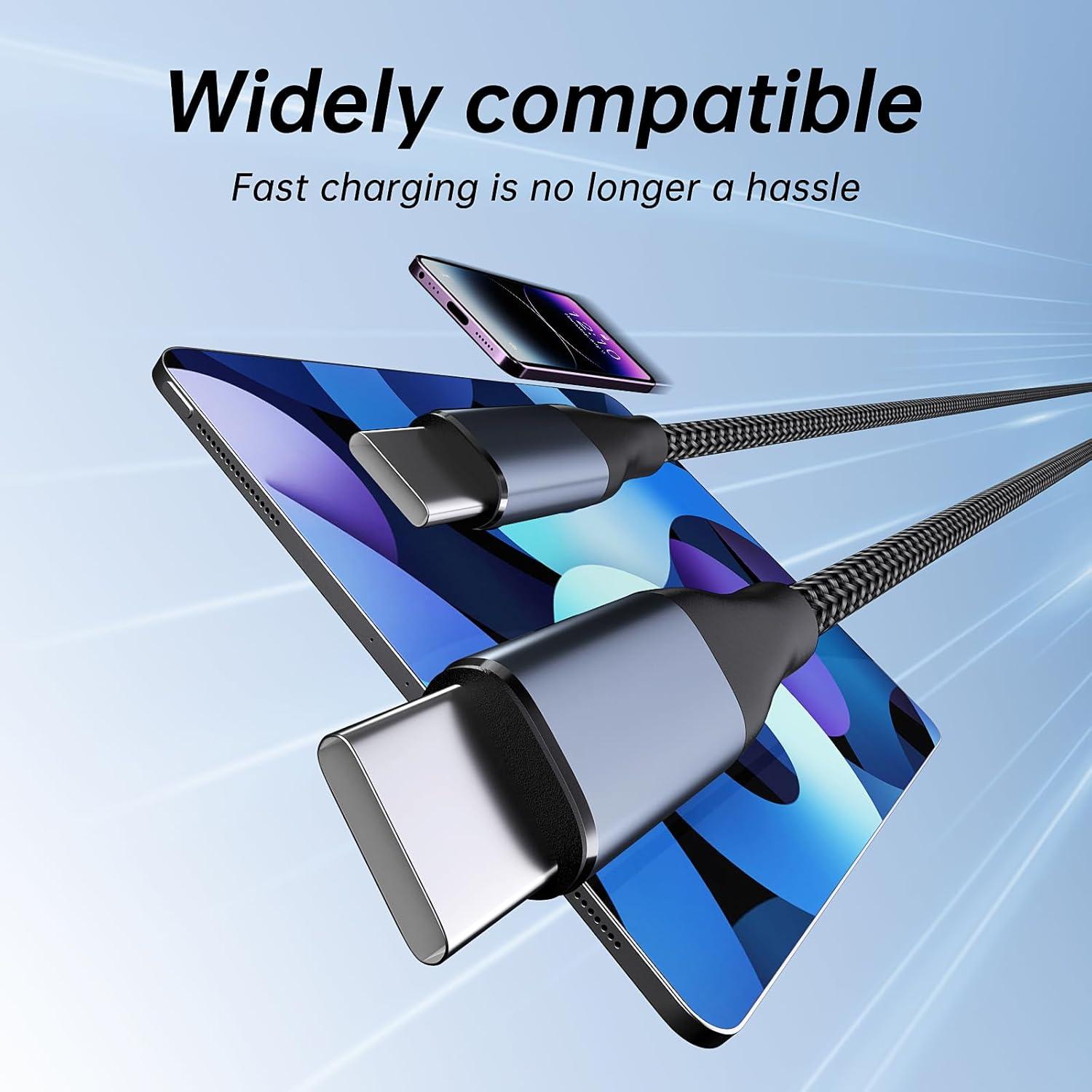 Cable USB C a USB C 60W 1.5m + 2m Doble Paquete Gris