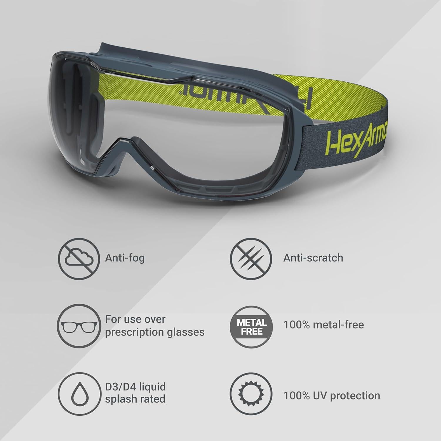 Gafas de Seguridad HexArmor MX500 Antifog UV 100% Amplia Vista