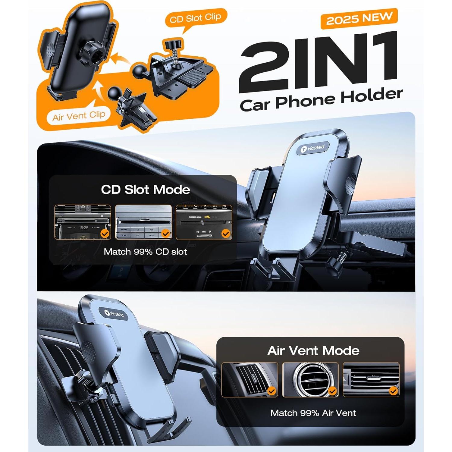 Soporte para Teléfono de Coche VICSEED Antivibración Metal Negro