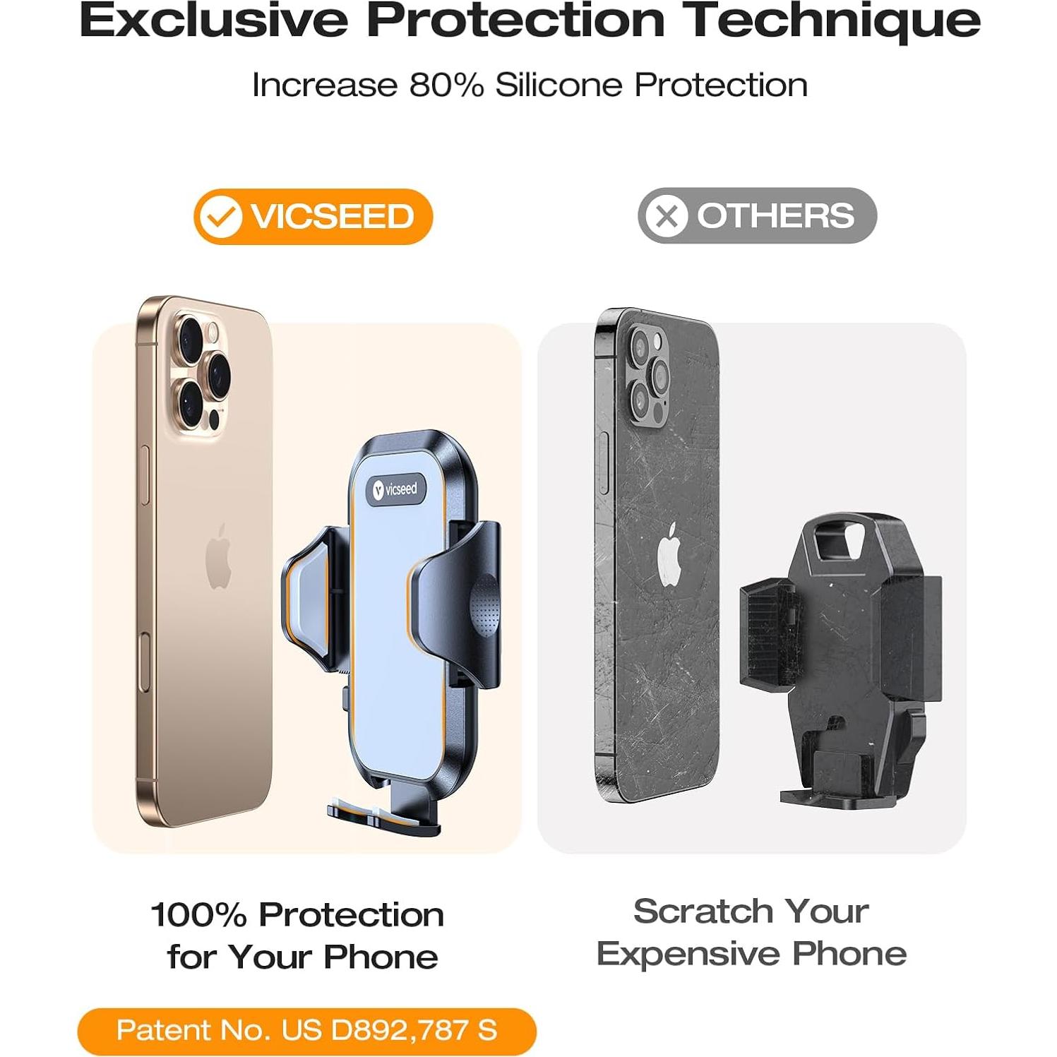 Soporte para Teléfono de Coche VICSEED Antivibración Metal Negro