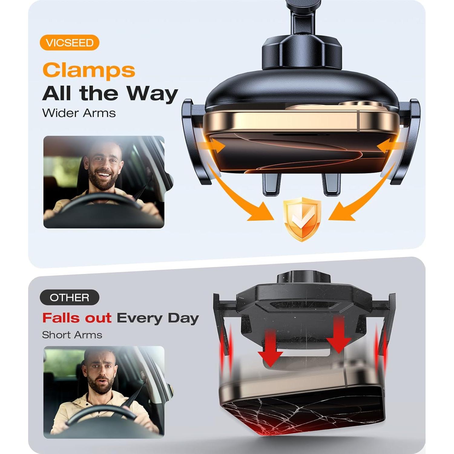 Soporte para Teléfono de Coche VICSEED Antivibración Metal Negro