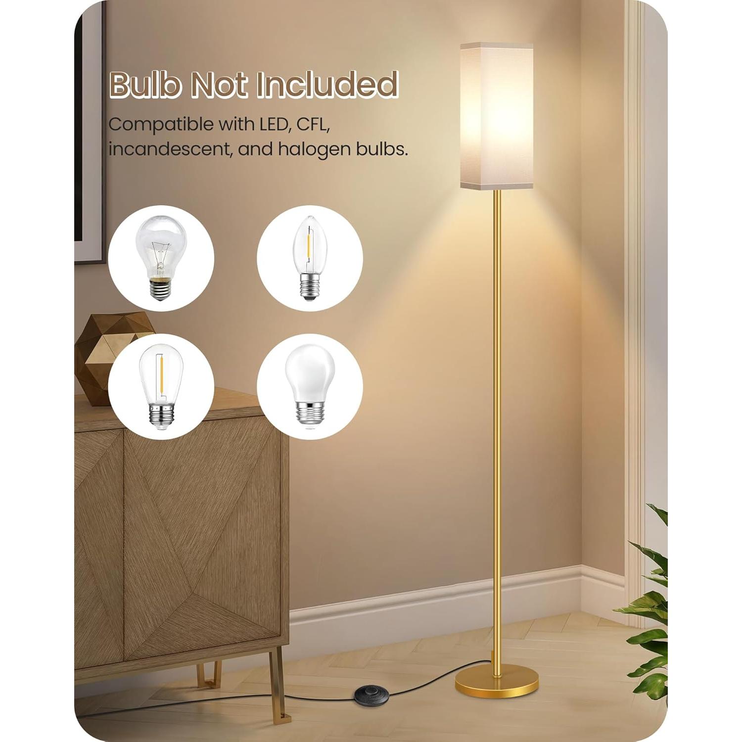 Lámpara de Pie Goebleson DCW07LDP205 2Pack Blanca y Dorada