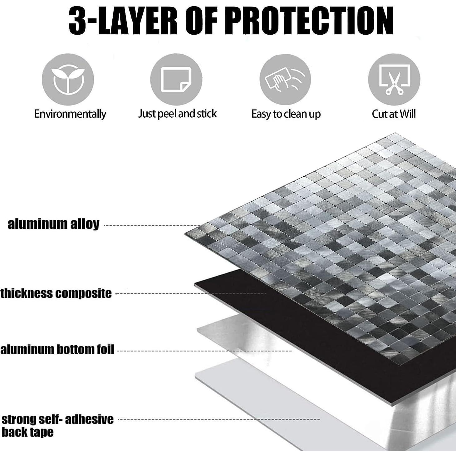 Azulejos de Mosaico Autoadhesivos XUANINY 10 Piezas 30x30cm