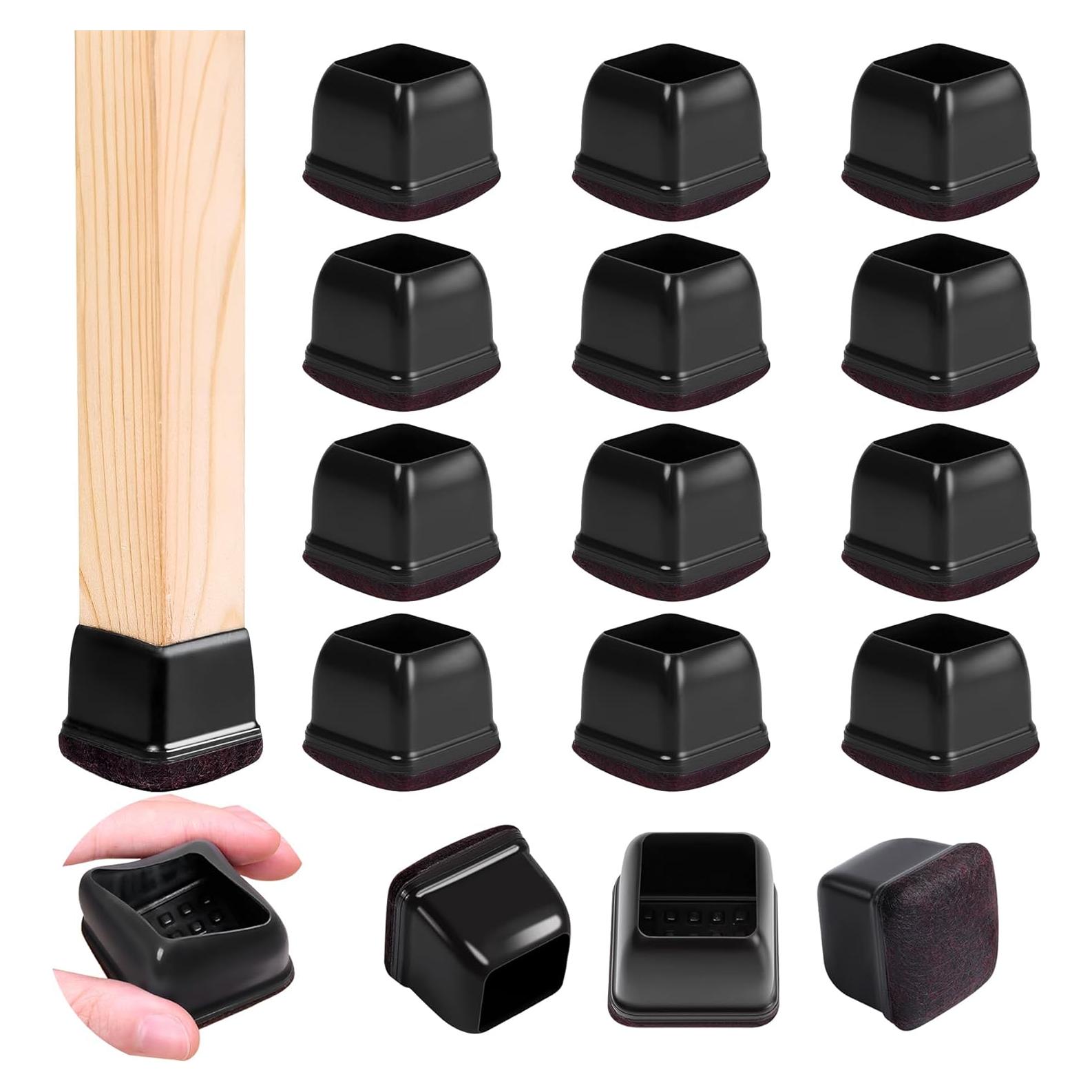 16 Protectores de Suelo para Patas de Silla XLP - Silicona Negra