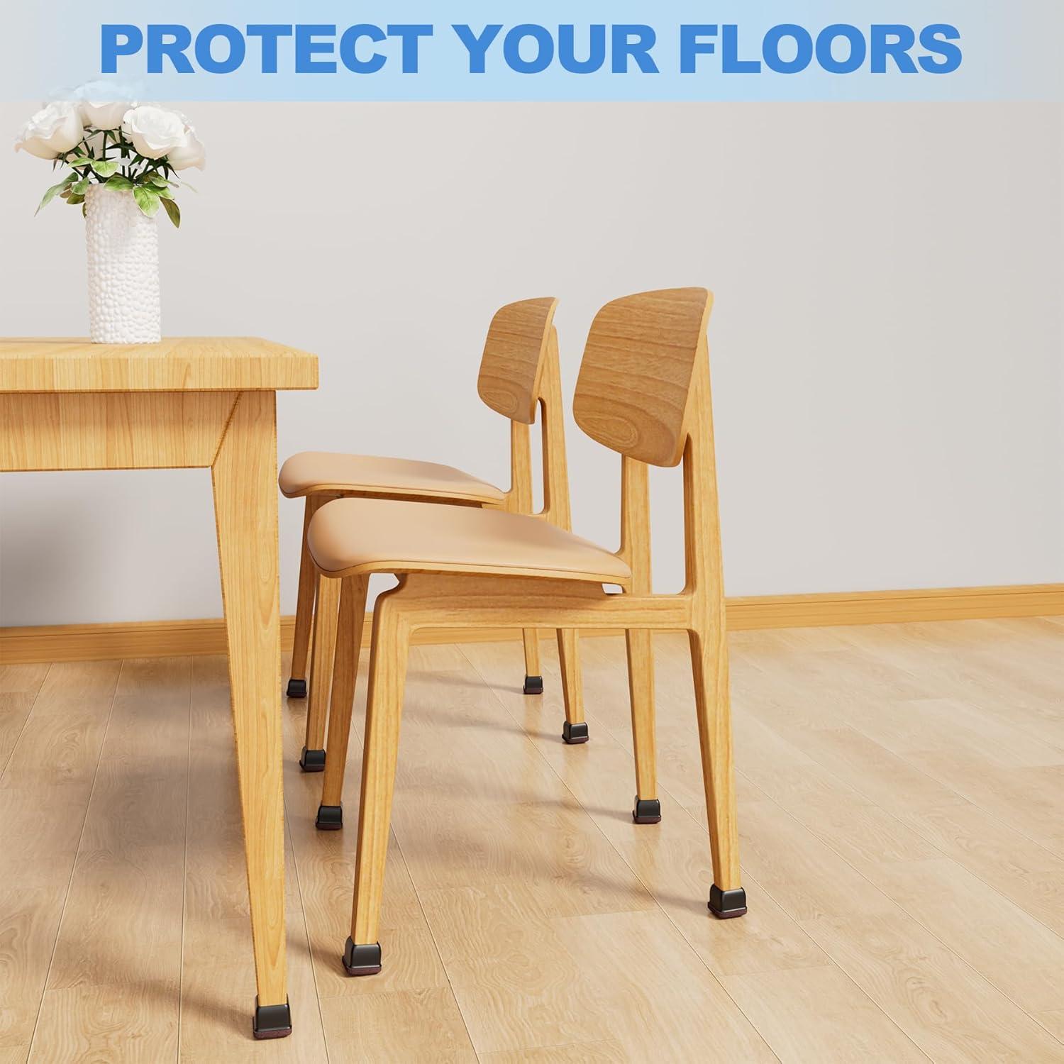 16 Protectores de Suelo para Patas de Silla XLP - Silicona Negra