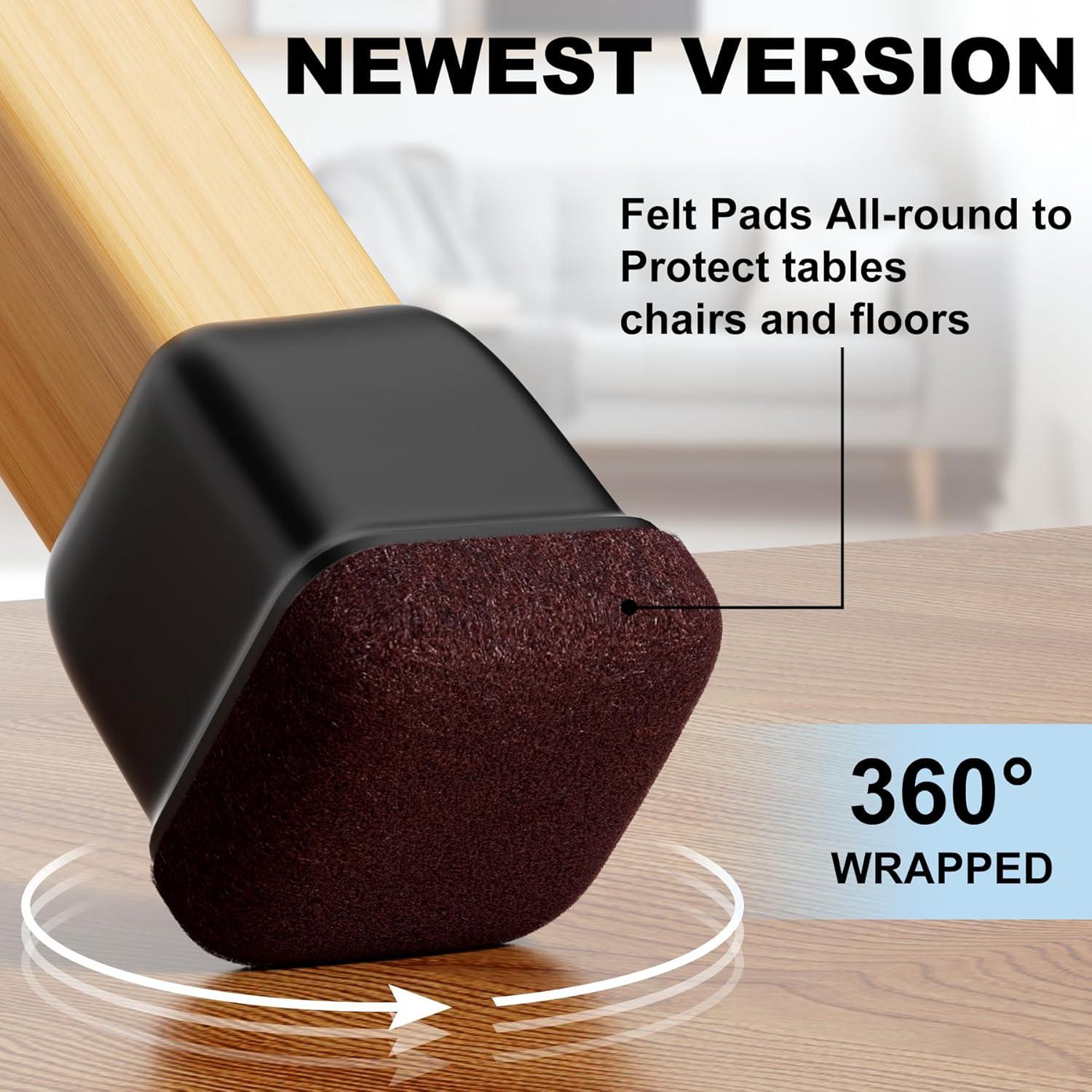 16 Protectores de Suelo para Patas de Silla XLP - Silicona Negra