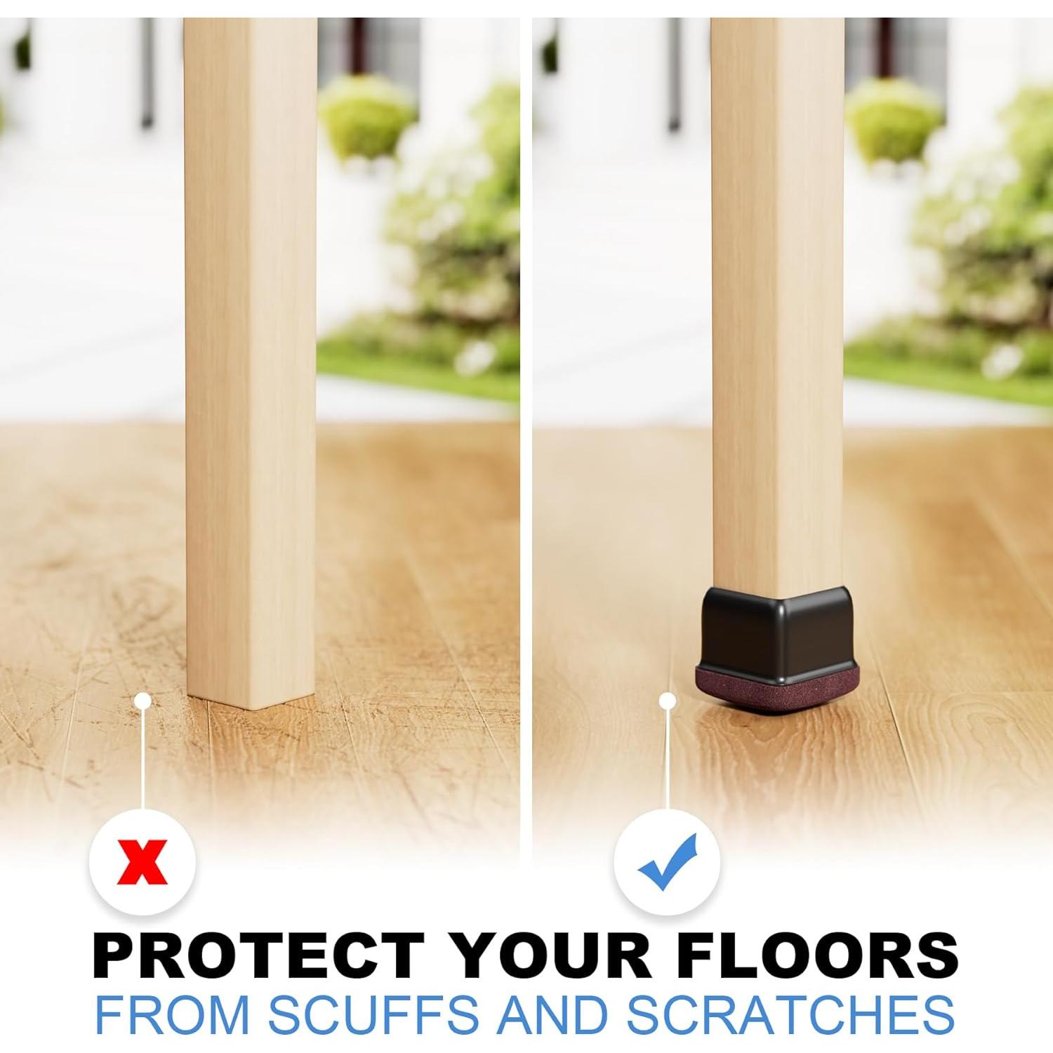 16 Protectores de Suelo para Patas de Silla XLP - Silicona Negra