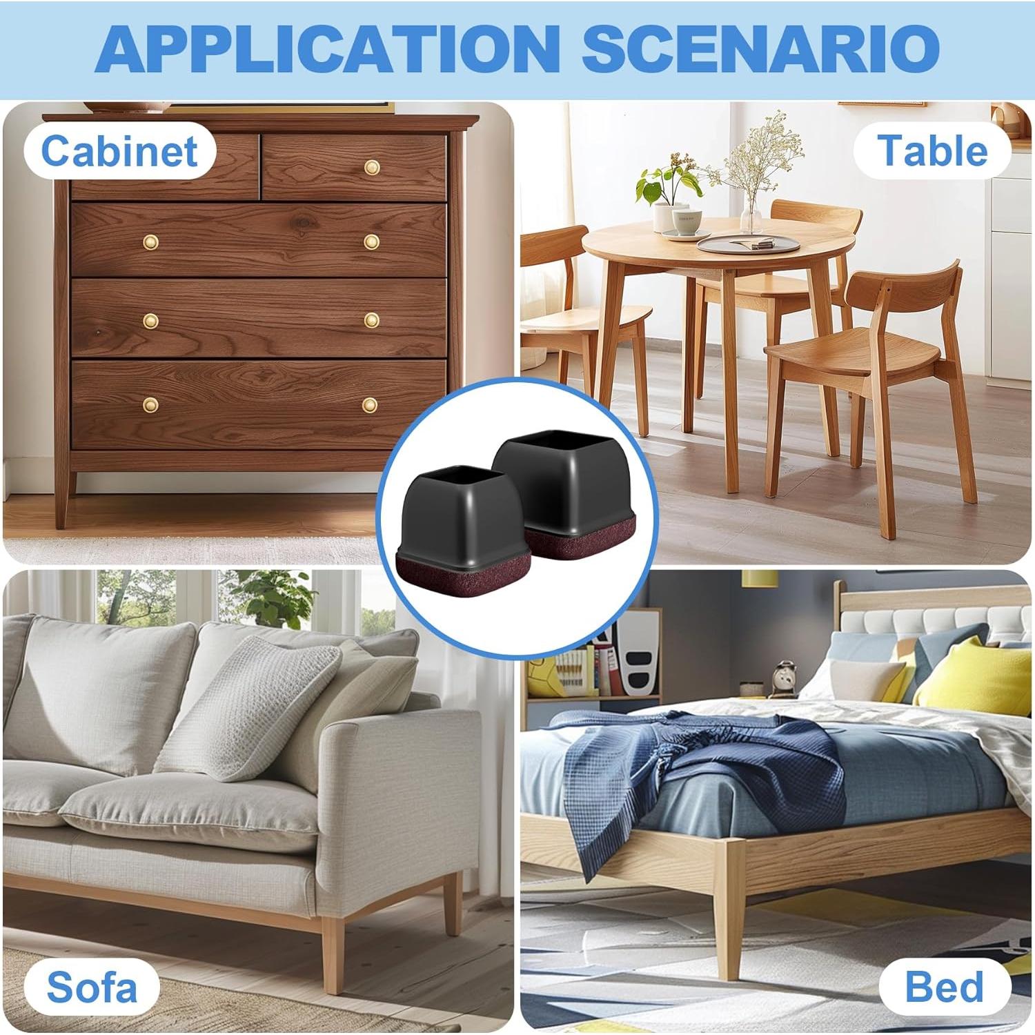 16 Protectores de Suelo para Patas de Silla XLP - Silicona Negra