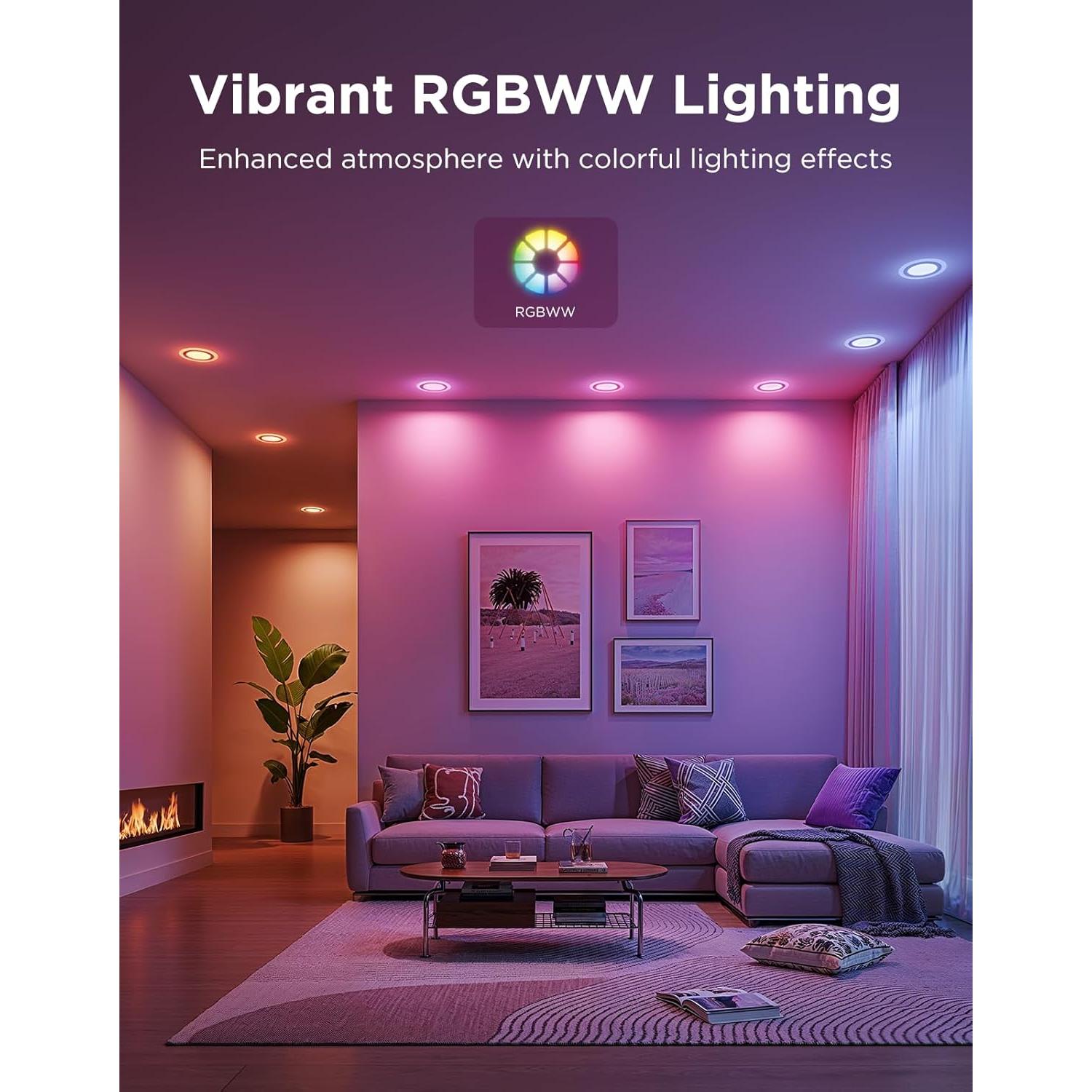 Iluminación empotrada inteligente Govee 4" LED RGBIC 900LM