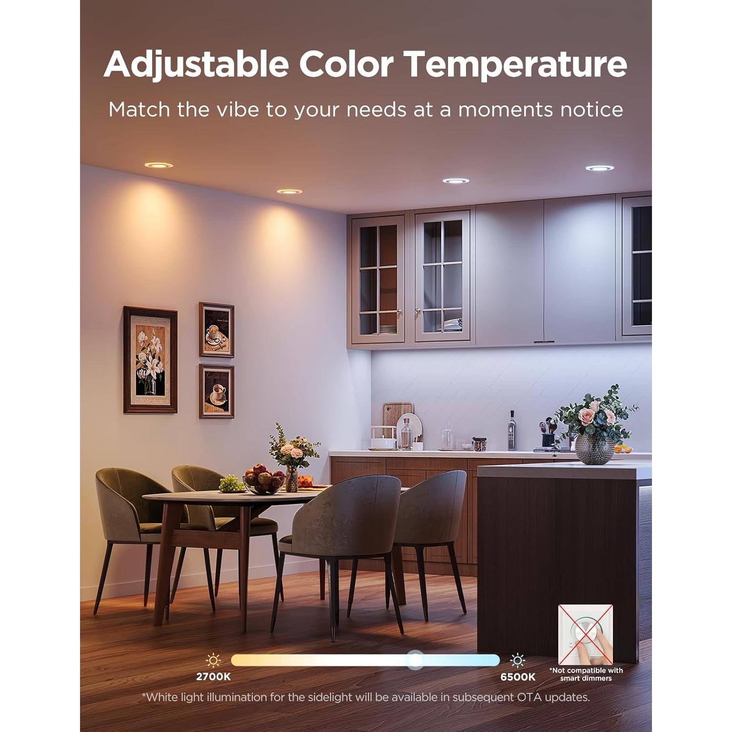 Iluminación empotrada inteligente Govee 4" LED RGBIC 900LM