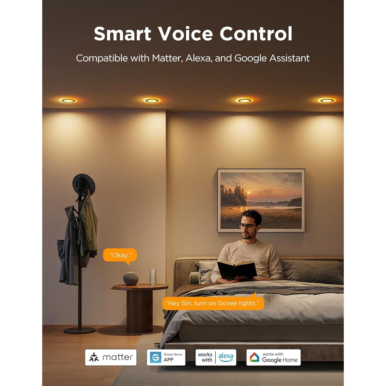 Iluminación empotrada inteligente Govee 4" LED RGBIC 900LM