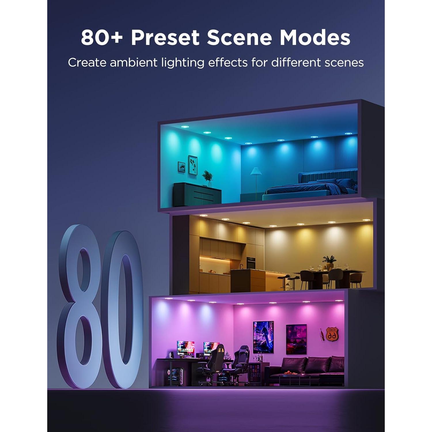 Iluminación empotrada inteligente Govee 4" LED RGBIC 900LM