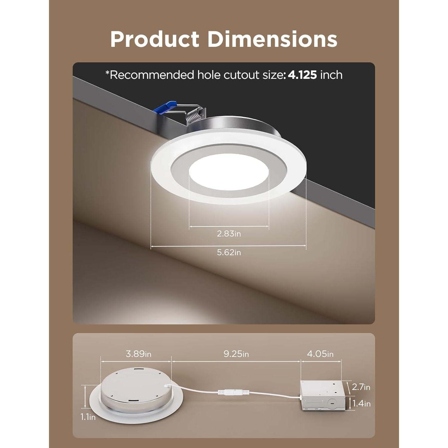Iluminación empotrada inteligente Govee 4" LED RGBIC 900LM