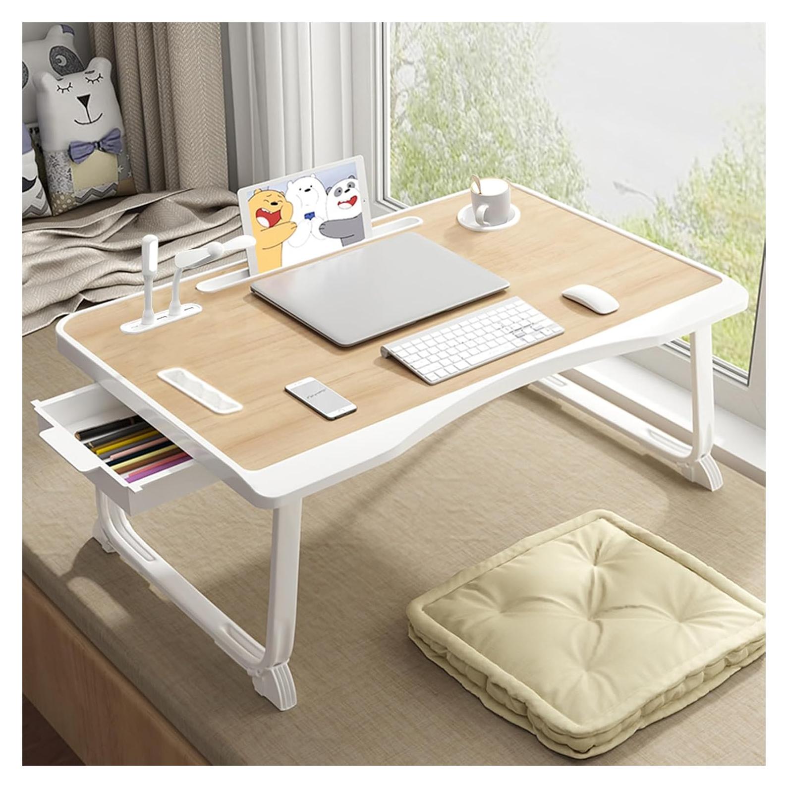 Mesa Plegable para Laptop SIDIANBAN Amarilla con USB y Cajón