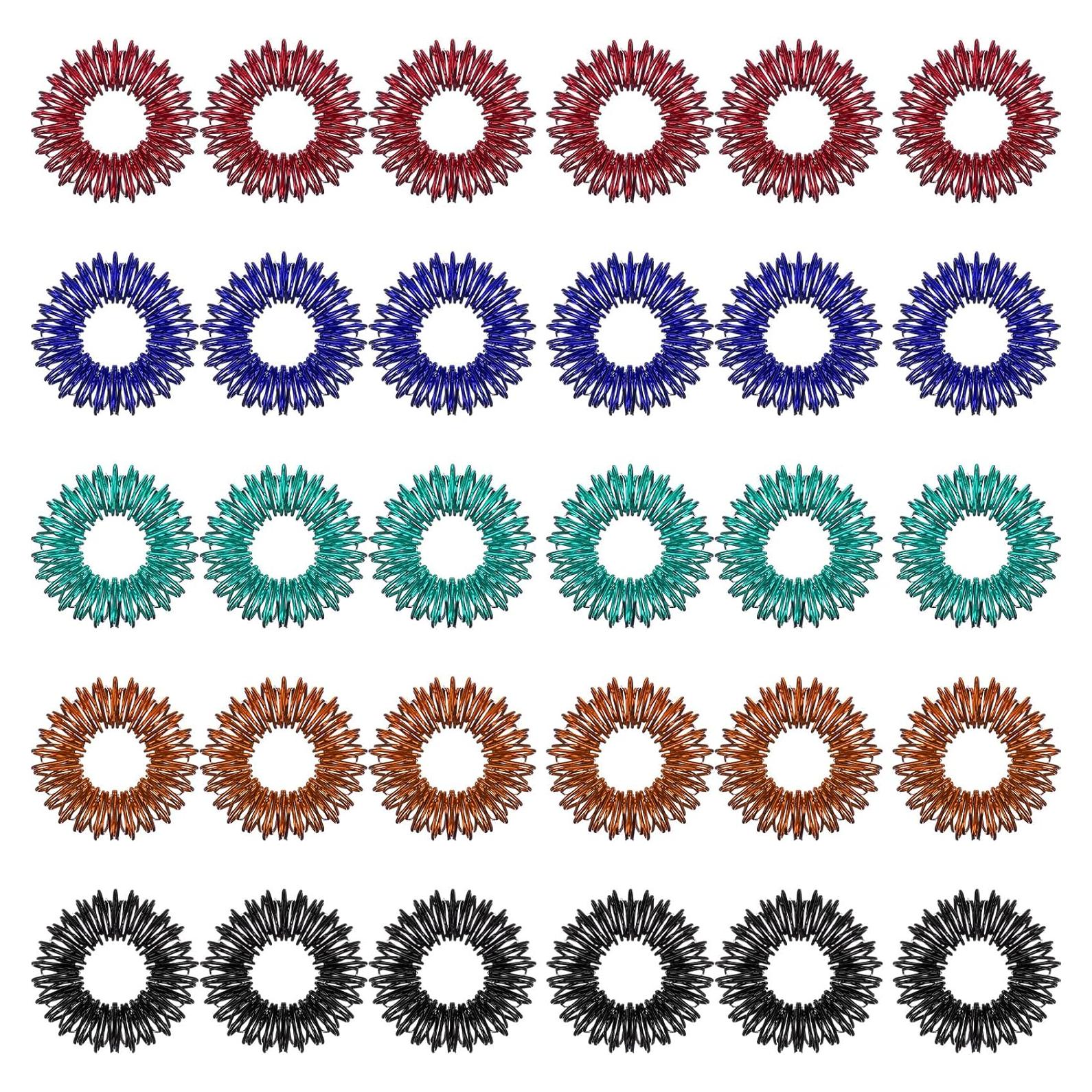 30 Anillos de Acupresión Blulu para Alivio del Estrés - Colores Frescos