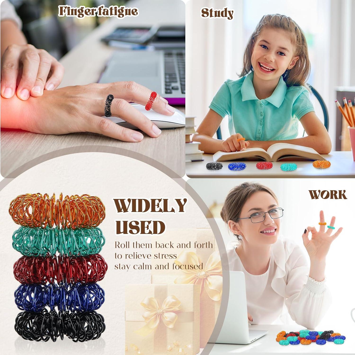 30 Anillos de Acupresión Blulu para Alivio del Estrés - Colores Frescos