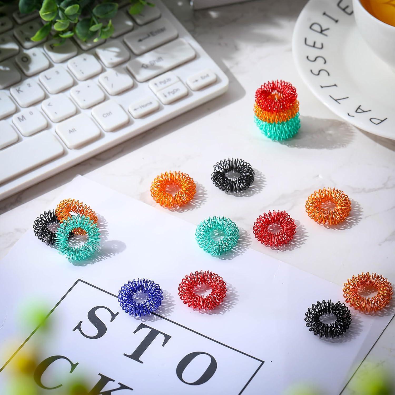 30 Anillos de Acupresión Blulu para Alivio del Estrés - Colores Frescos