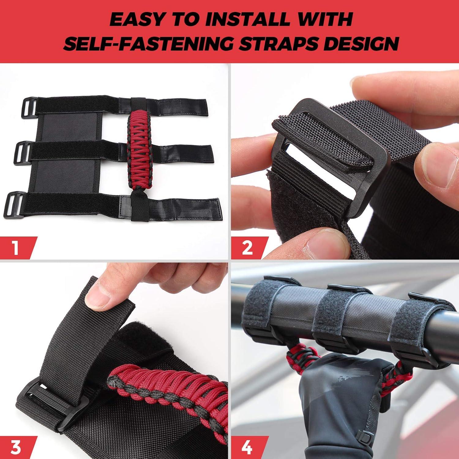 Agarraderas KEMIMOTO de Nylon para UTV 2 Unidades Rojo