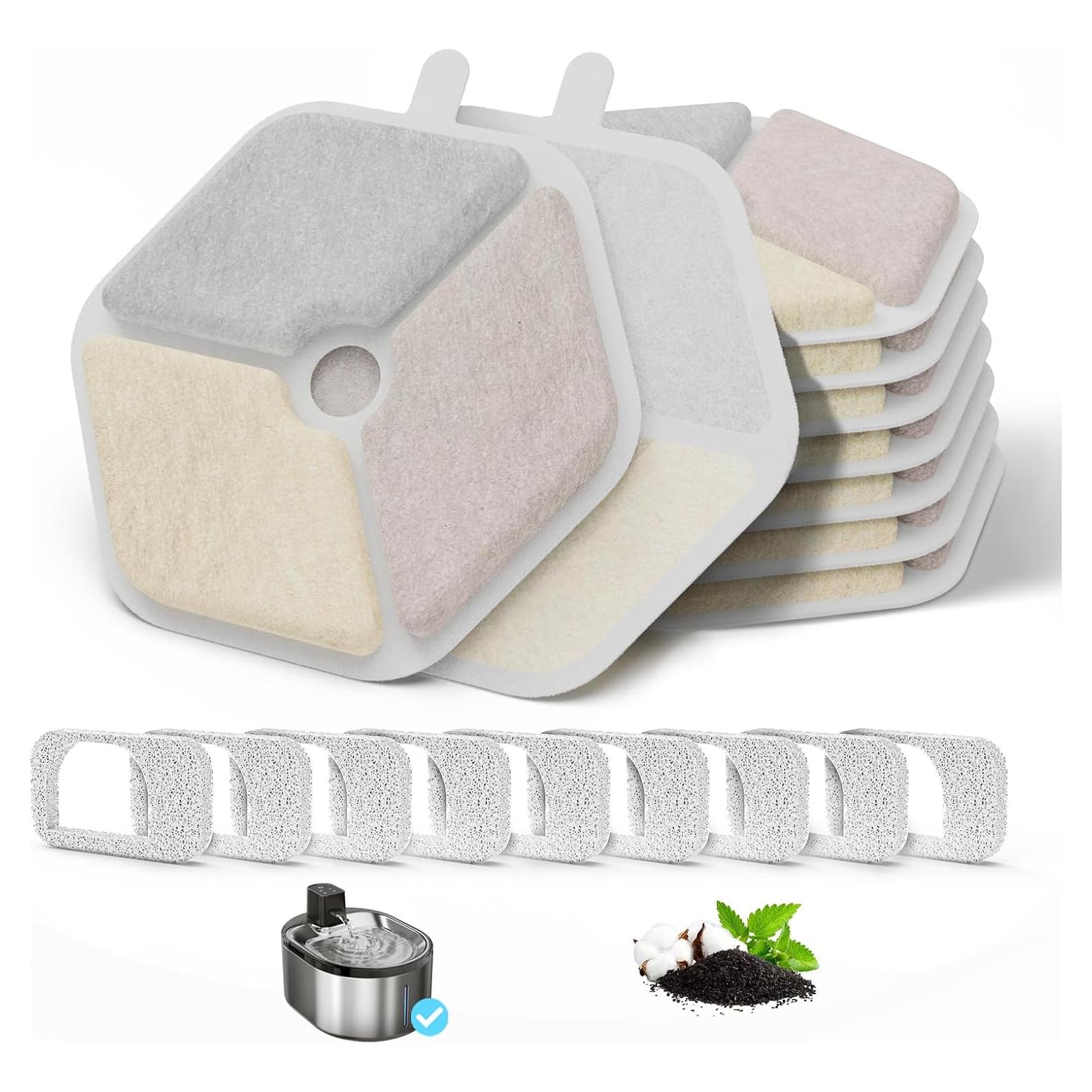 Paquete de 9 Filtros y 9 Esponjas ITSCUTE para Fuente de Gatos