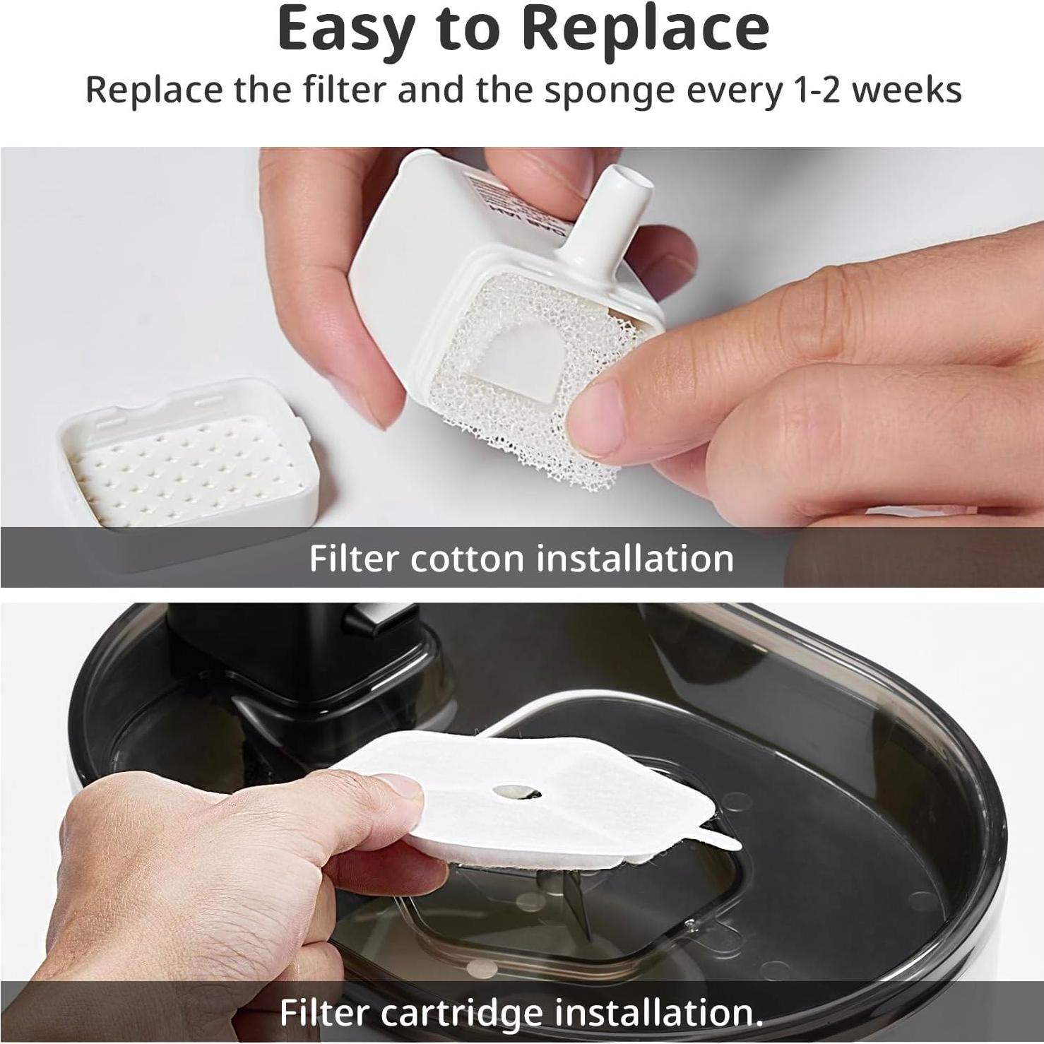 Paquete de 9 Filtros y 9 Esponjas ITSCUTE para Fuente de Gatos