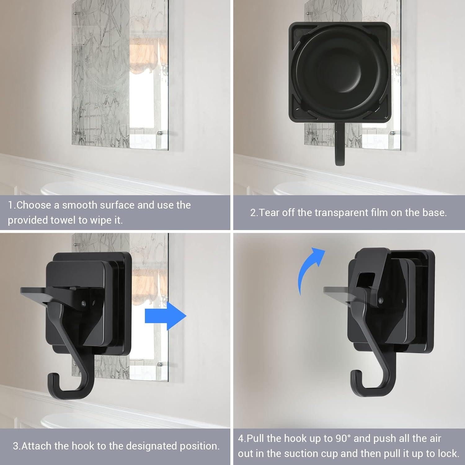 Ganchos de Ventosa YSSILADI 2 Paquete Negro 6.8 kg